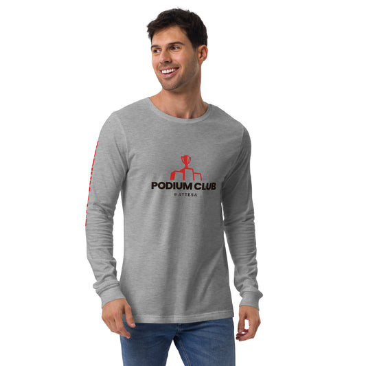 Mens Long Sleeve Podium Trophy Tee - White or heather Grey