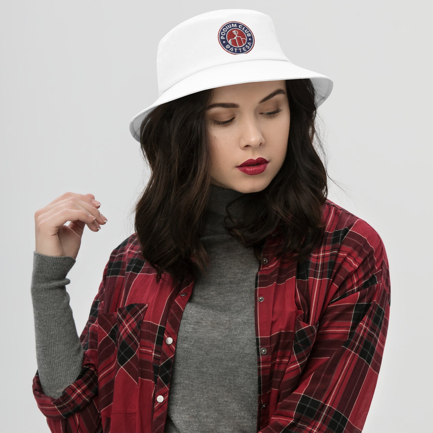 Podium Club Logo Bucket Hat - White