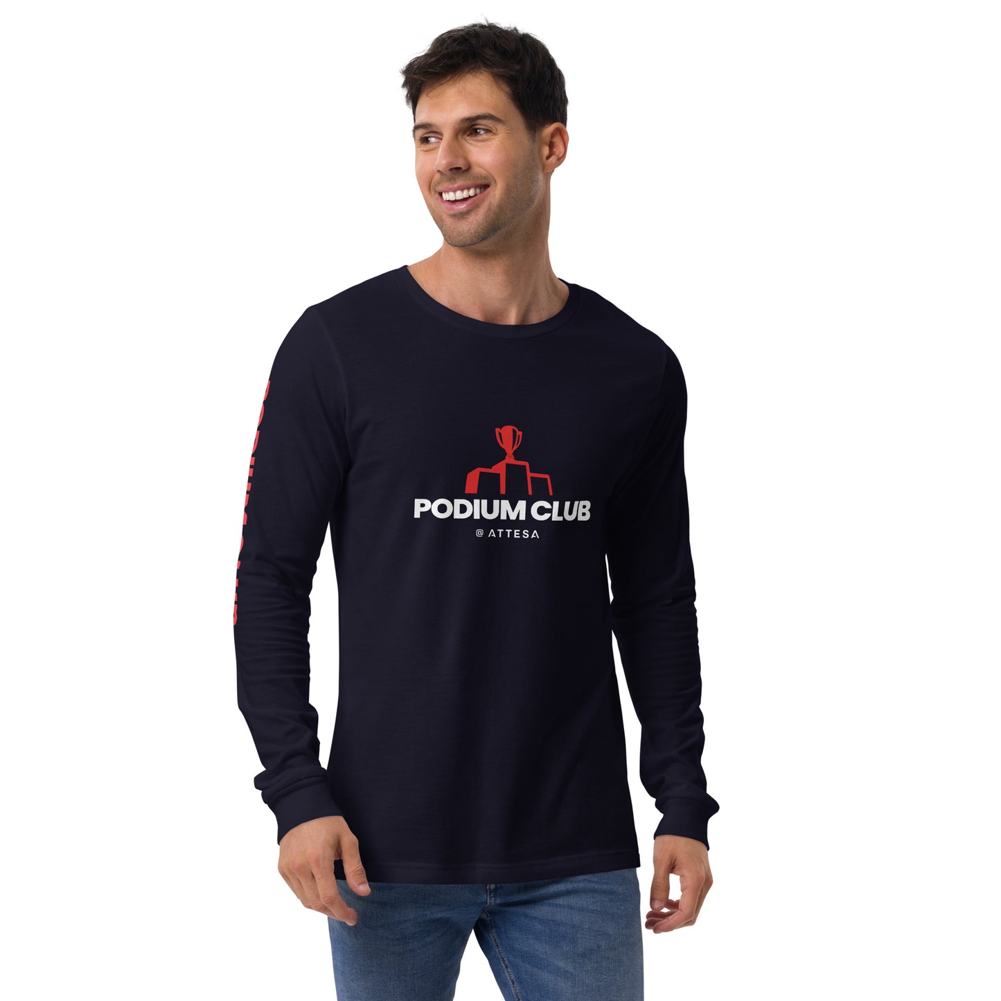 Mens Long Sleeve Podium Trophy Tee - Navy or Black