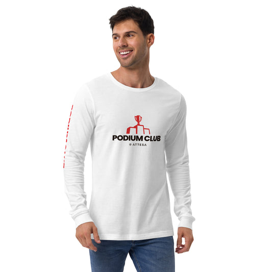 Mens Long Sleeve Podium Trophy Tee - White or heather Grey