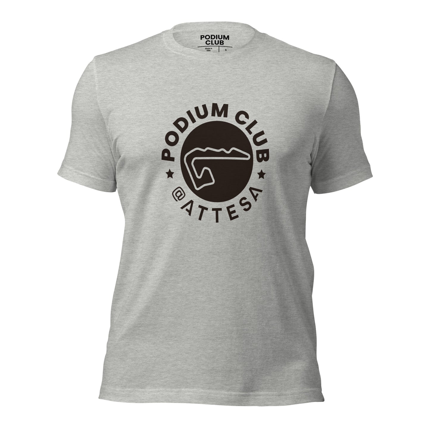 Podium Club Track Crest Tee 2024 - Red, White, or Heather Grey