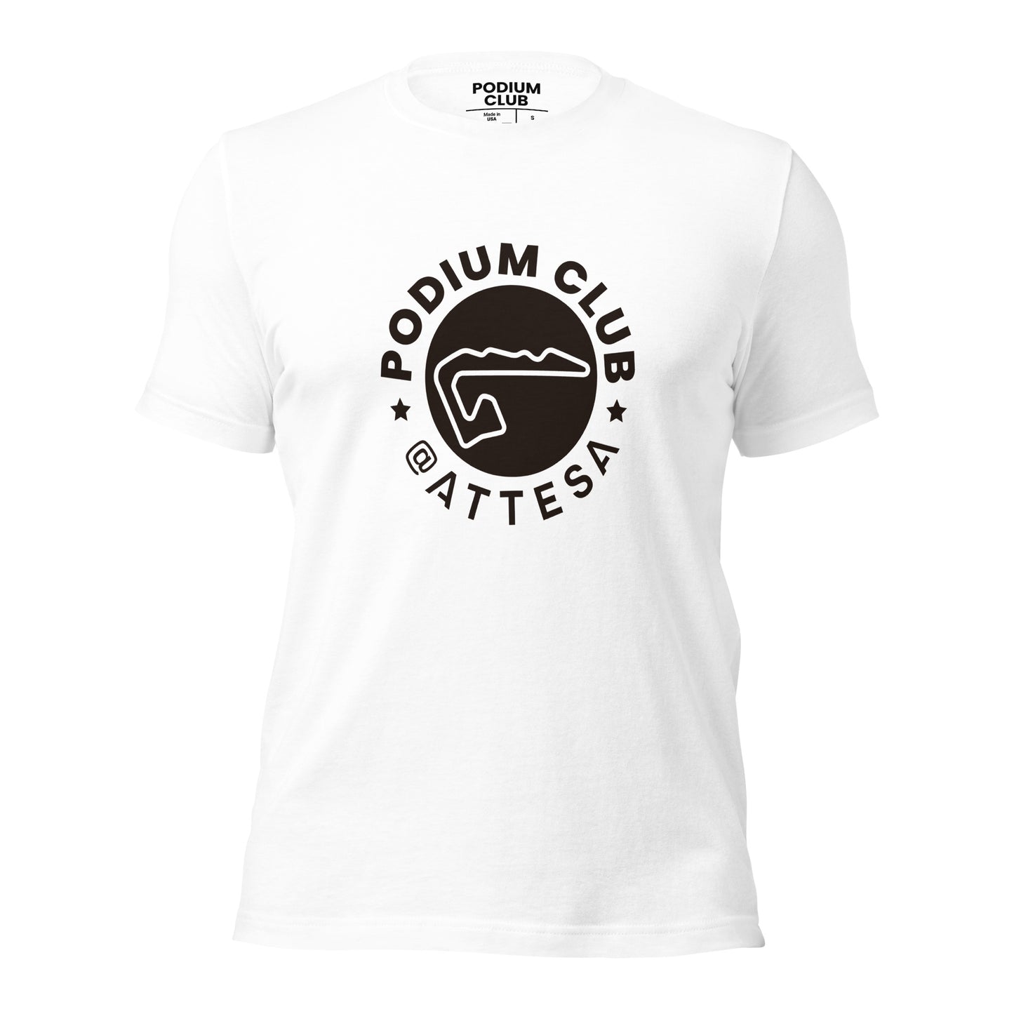 Podium Club Track Crest Tee 2024 - Red, White, or Heather Grey