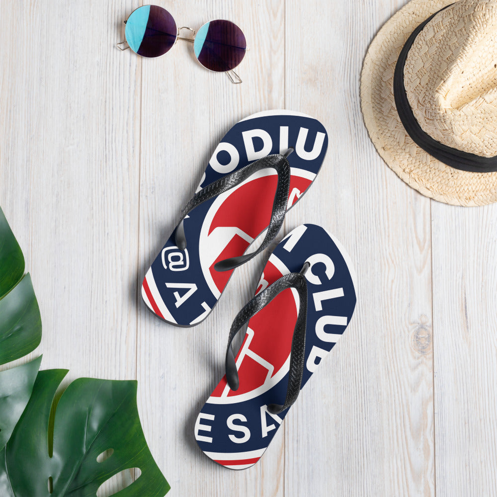 Red white and blue flip online flops