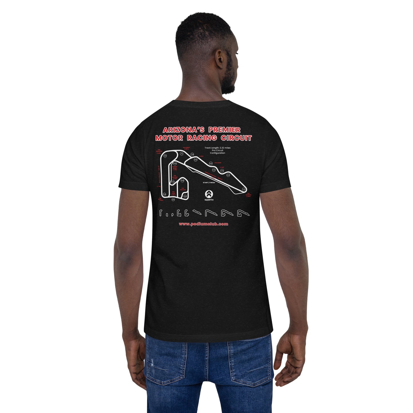 Men's Podium Club Moto Rider & Track Map T-Shirt - Navy or Black